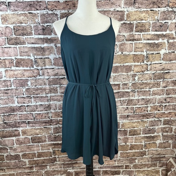 LOFT Dresses & Skirts - LOFT Deep Teal Green Sleeveless Tie‎ Waist Dress Casual Dress Size Medium